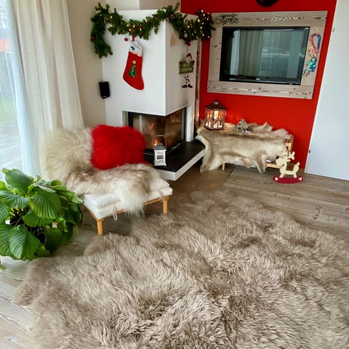 Schaffell Teppich | 10er | Größe: 210x230cm | Farbe: Greige