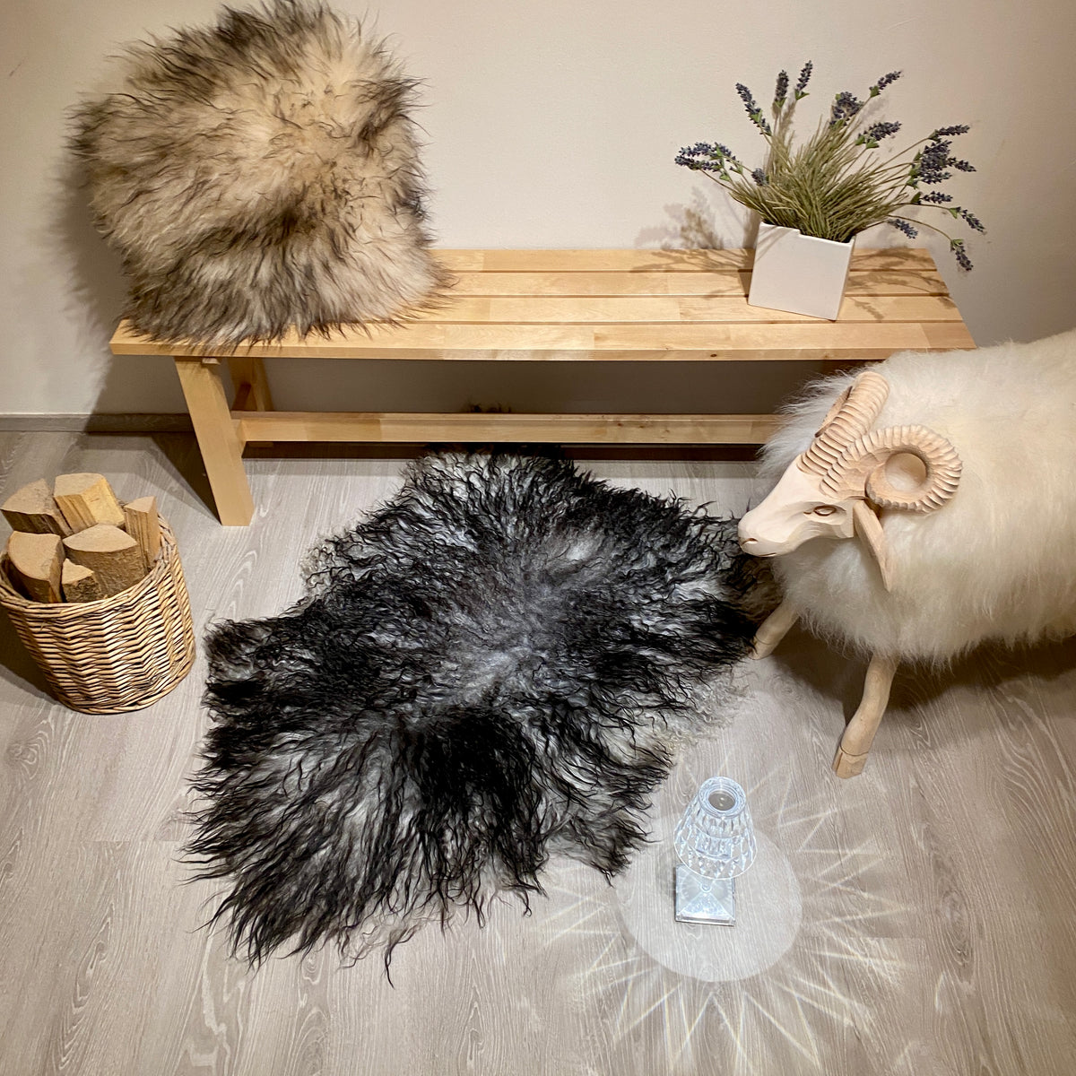 Island Schaffell gelockt Einzelstück | Größe 110x80cm | Nr:1396