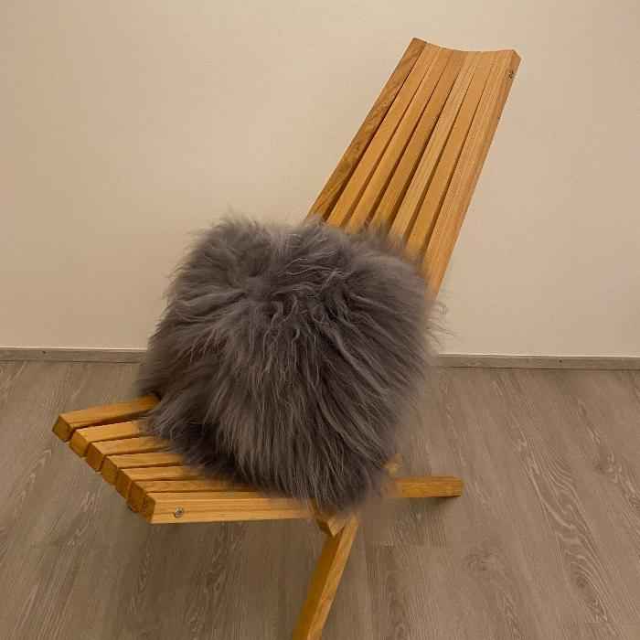 Schaffell Kissen Grau