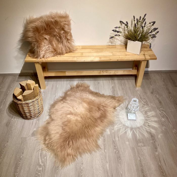 Schaffell Kissen Cappuccino