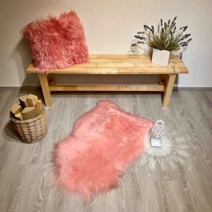 Schaffell Kissen Rosa | Größe: 50x50cm - FellHaus