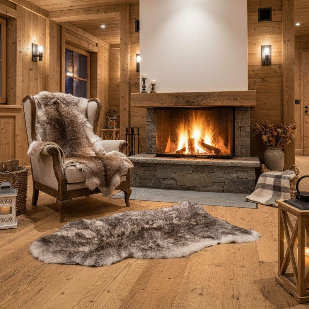 Schaffell weiß mit schwarzen Spitzen