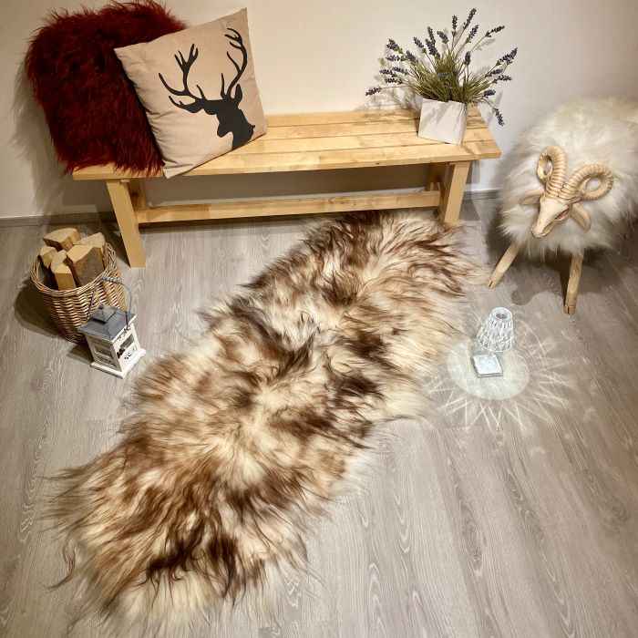 Island Schaffell Teppich Mufflon Braun| Läufer | Größe: 200x80cm - FellHaus