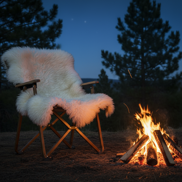 Schaffell beim Camping