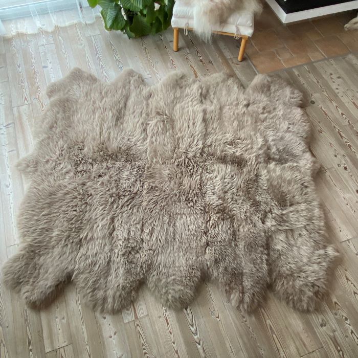 Schaffell Teppich | 10er | Größe: 210x230cm | Farbe: Greige