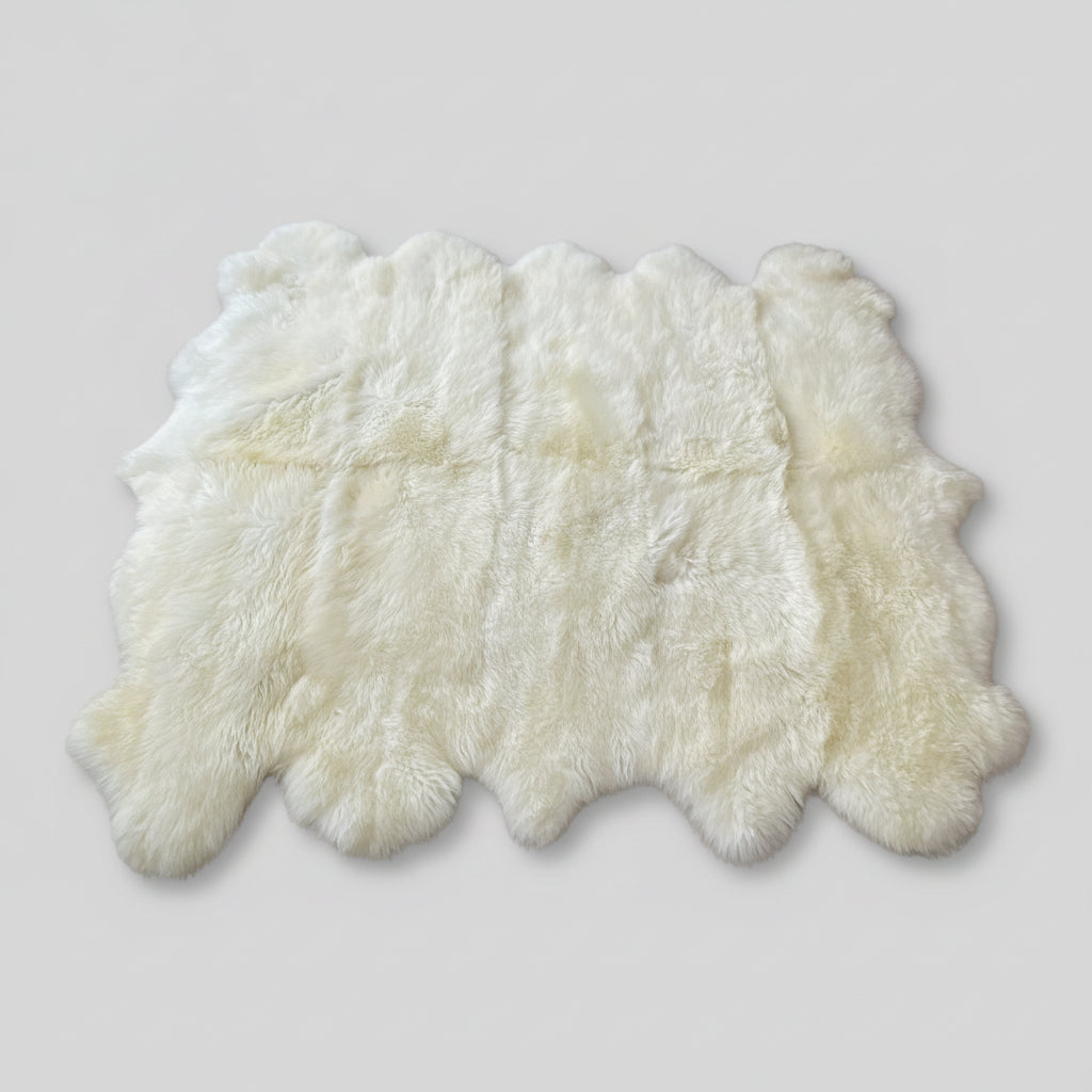 Schaffell Teppich | 10er | Größe: 210x230cm | Farbe: Naturweiß