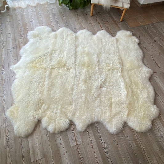 Schaffell Teppich | 10er | Größe: 210x230cm | Farbe: Naturweiß