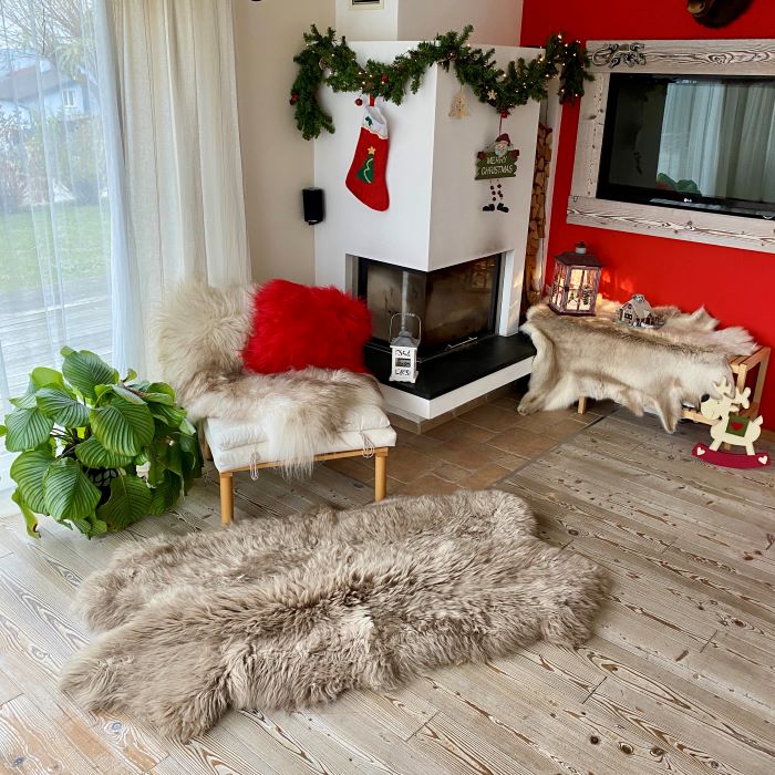 Schaffell Teppich | 4rer | Größe 200x110cm | Farbe: Greige