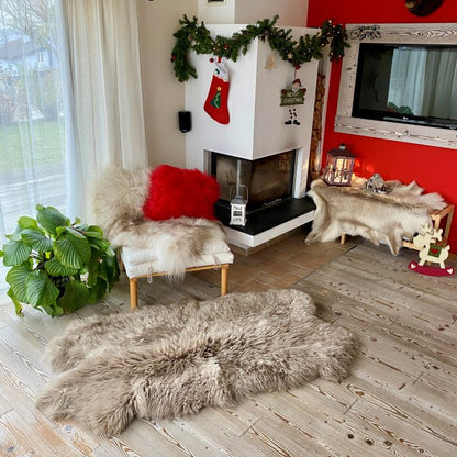 Schaffell Teppich | 4rer | Größe 200x110cm | Farbe: Greige