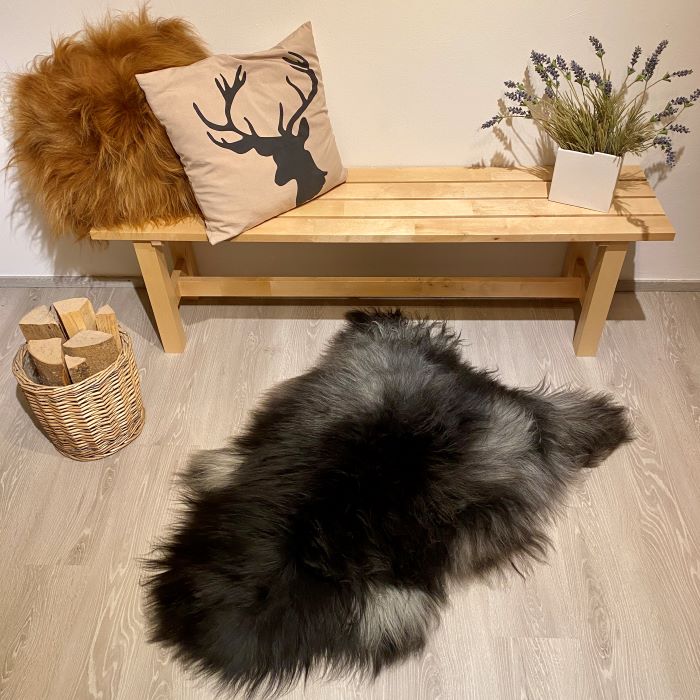 Island Schaffell Einzelstück schwarz grau