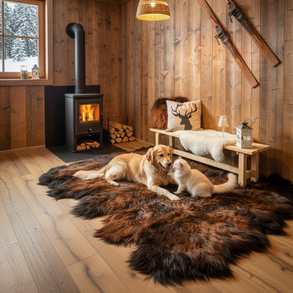 Schaffell Teppich | 10er | Größe: 210x230cm | Farbe: Erde und Feuer