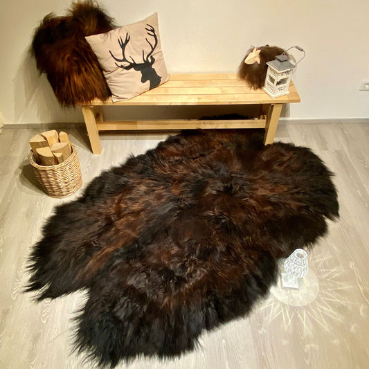 Schaffell Teppich | 4rer | Größe 200x130cm | Farbe: Feuer und Erde