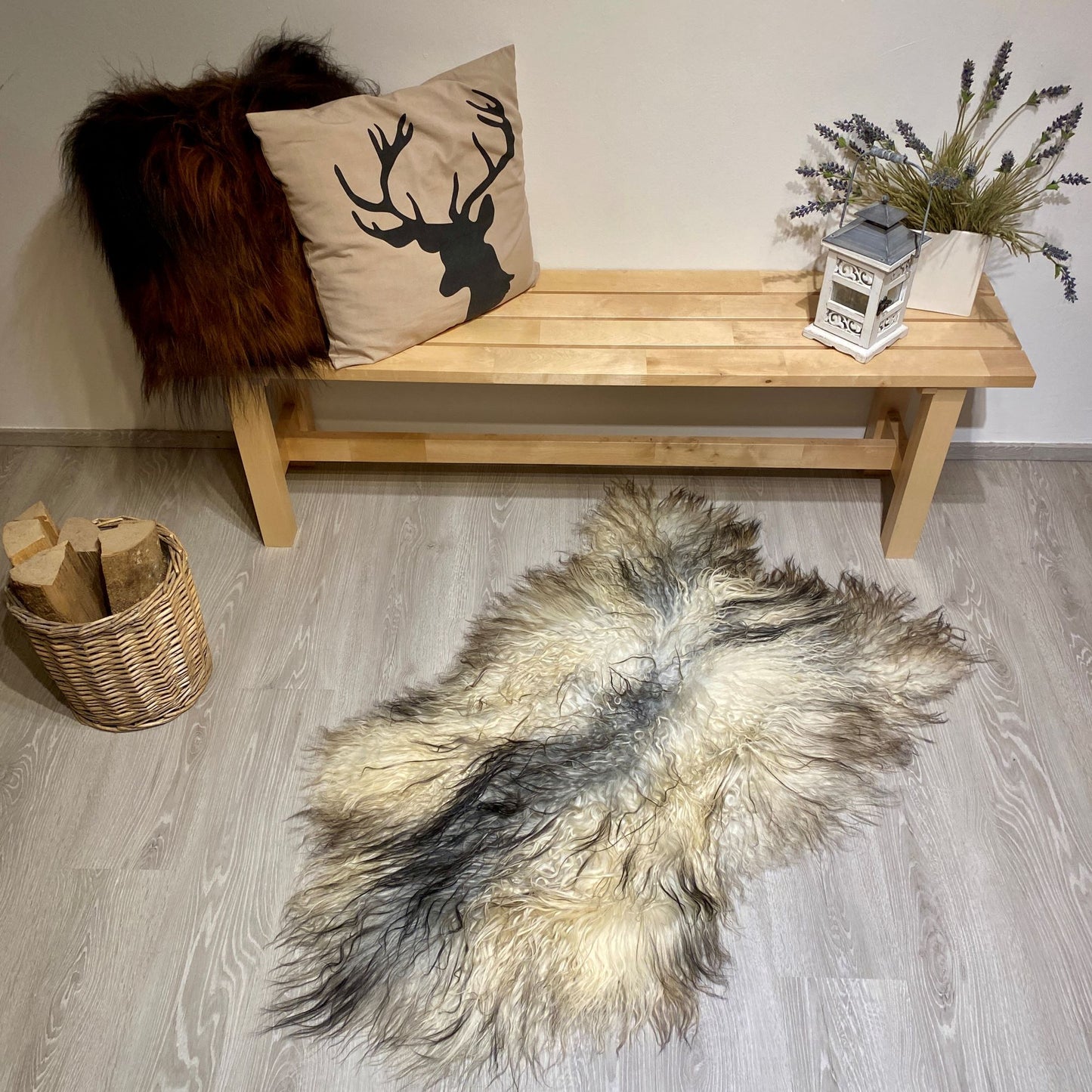 Island Schaffell gelockt weiß beige braun schwarz gefleckt