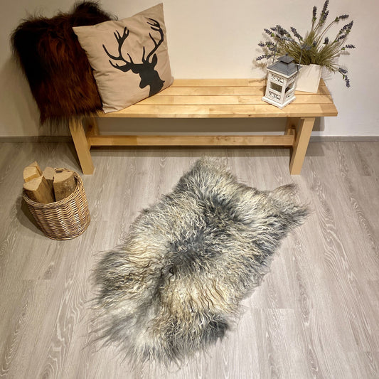 Island Schaffell gelockt weiß beige grau