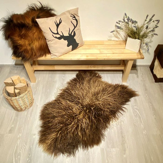 Island Schaffell gelockt Einzelstück braun