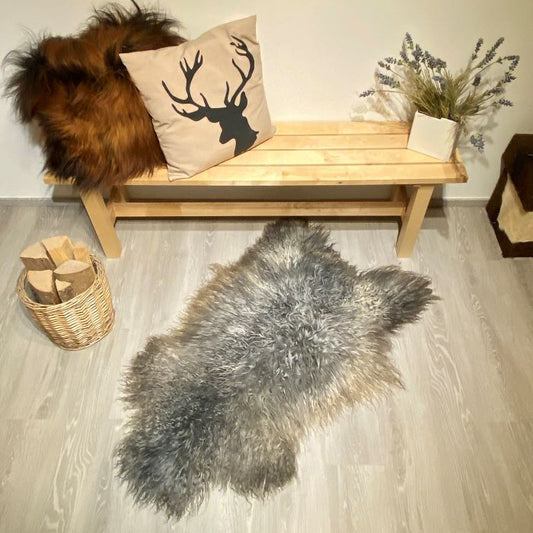 Island Schaffell gelockt Einzelstück grau