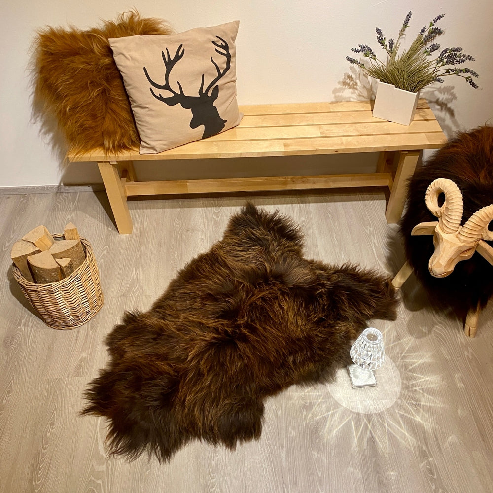 Island Schaffell Einzelstück Nr. 937, 120x80cm, authentische isländische Wolle mit natürlicher Färbung