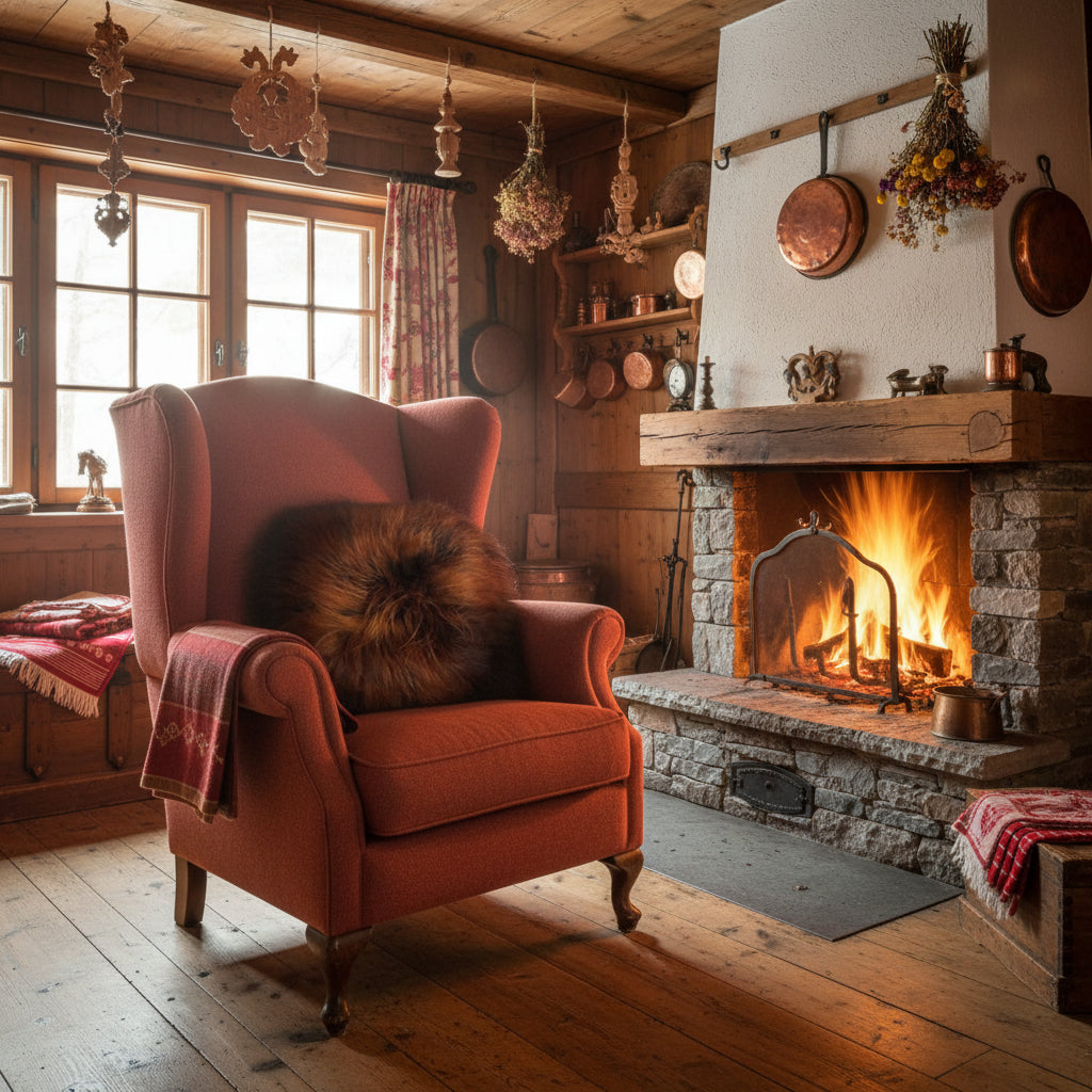 Schaffell Kissen 50x50cm | Farbe: Erde und Feuer