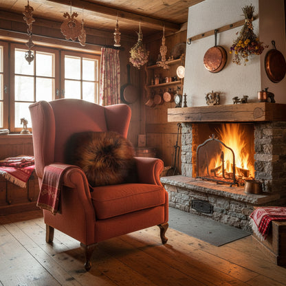 Schaffell Kissen 50x50cm | Farbe: Erde und Feuer