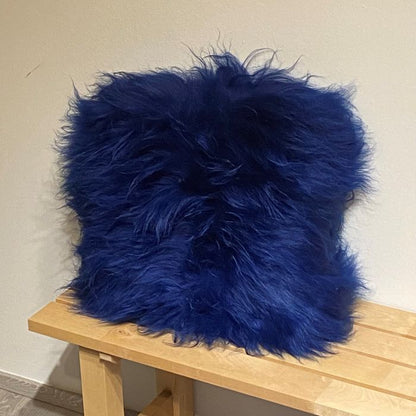 Schaffell Kissen Blau