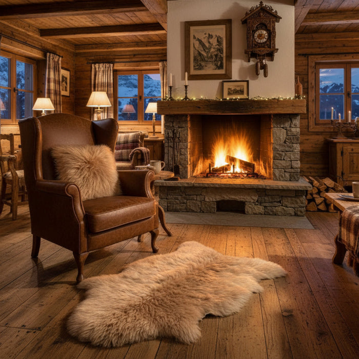 Schaffell Kissen 50x50cm beige