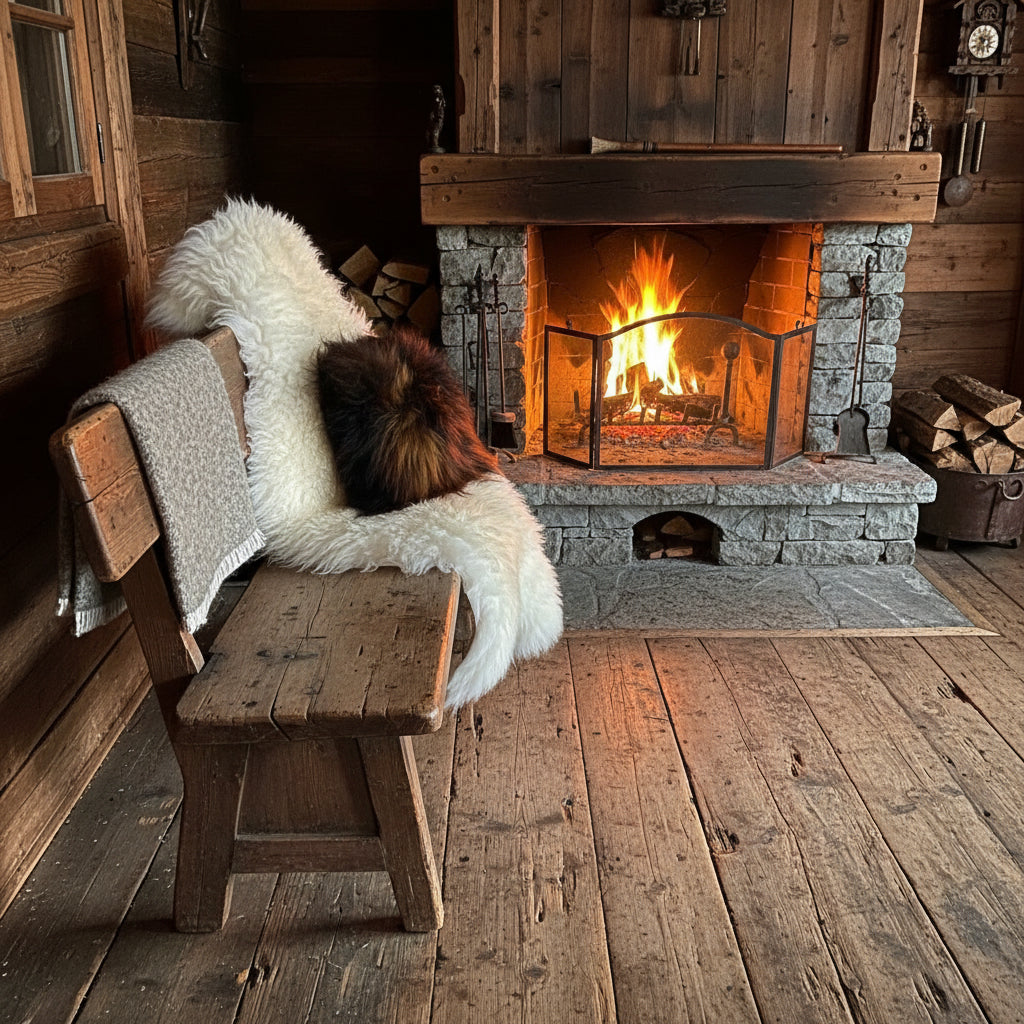 Lammfell Kissen Schwarz Gold 50x50cm