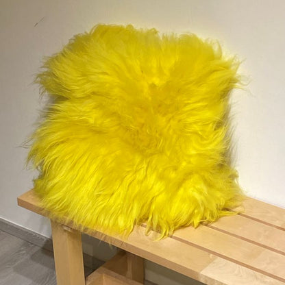 Schaffell Kissen Gelb