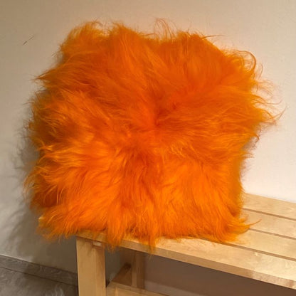 Schaffell Kissen Orange