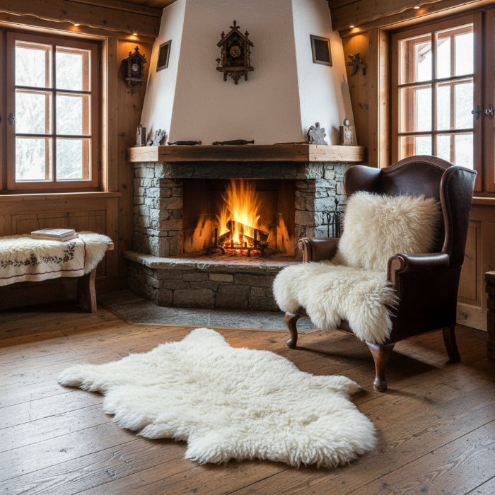 Schaffell Kissen 50x50cm naturweiß