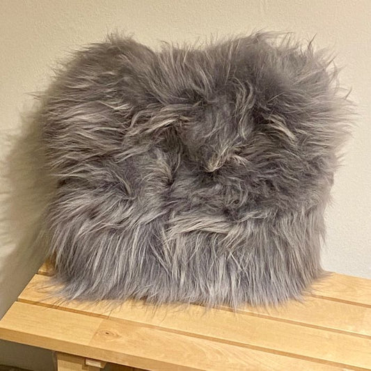 Schaffell Kissen 50x50cm grau