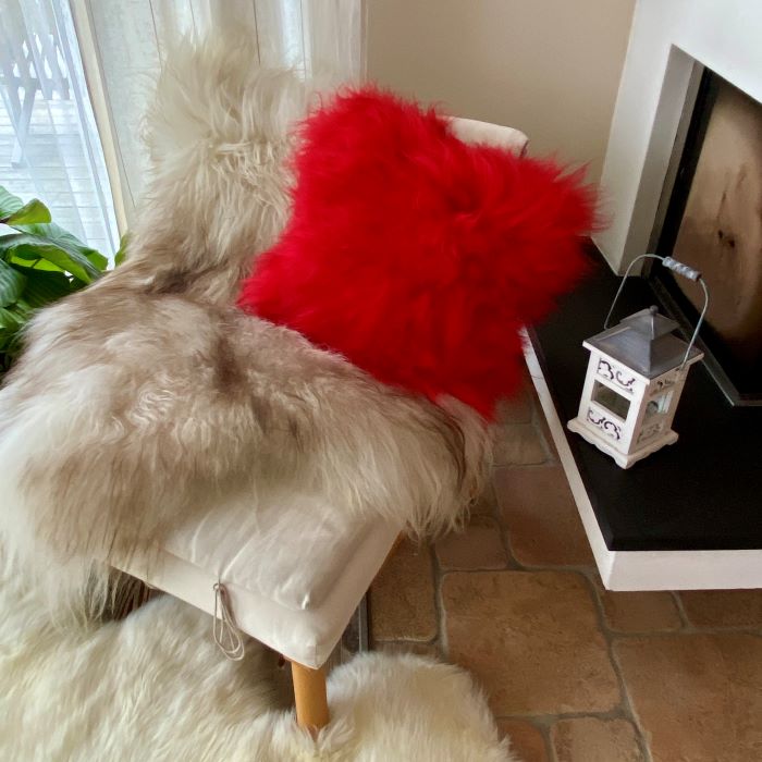 Schaffell Kissen Rot