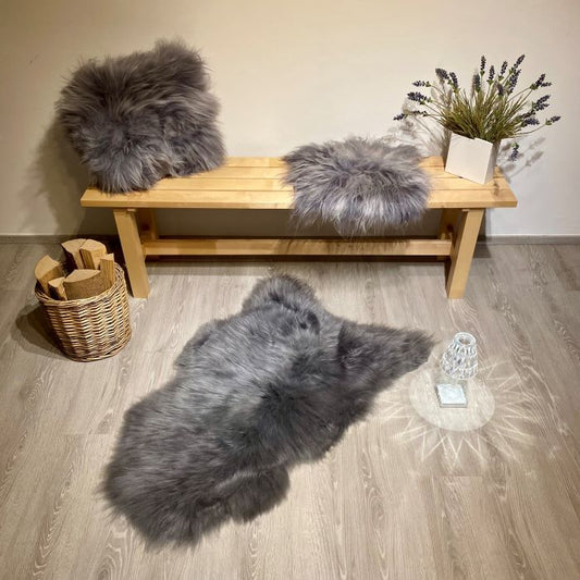 Gray sheepskin cushion