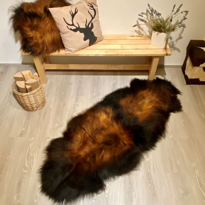 Schaffell Läufer schwarz rotbraun