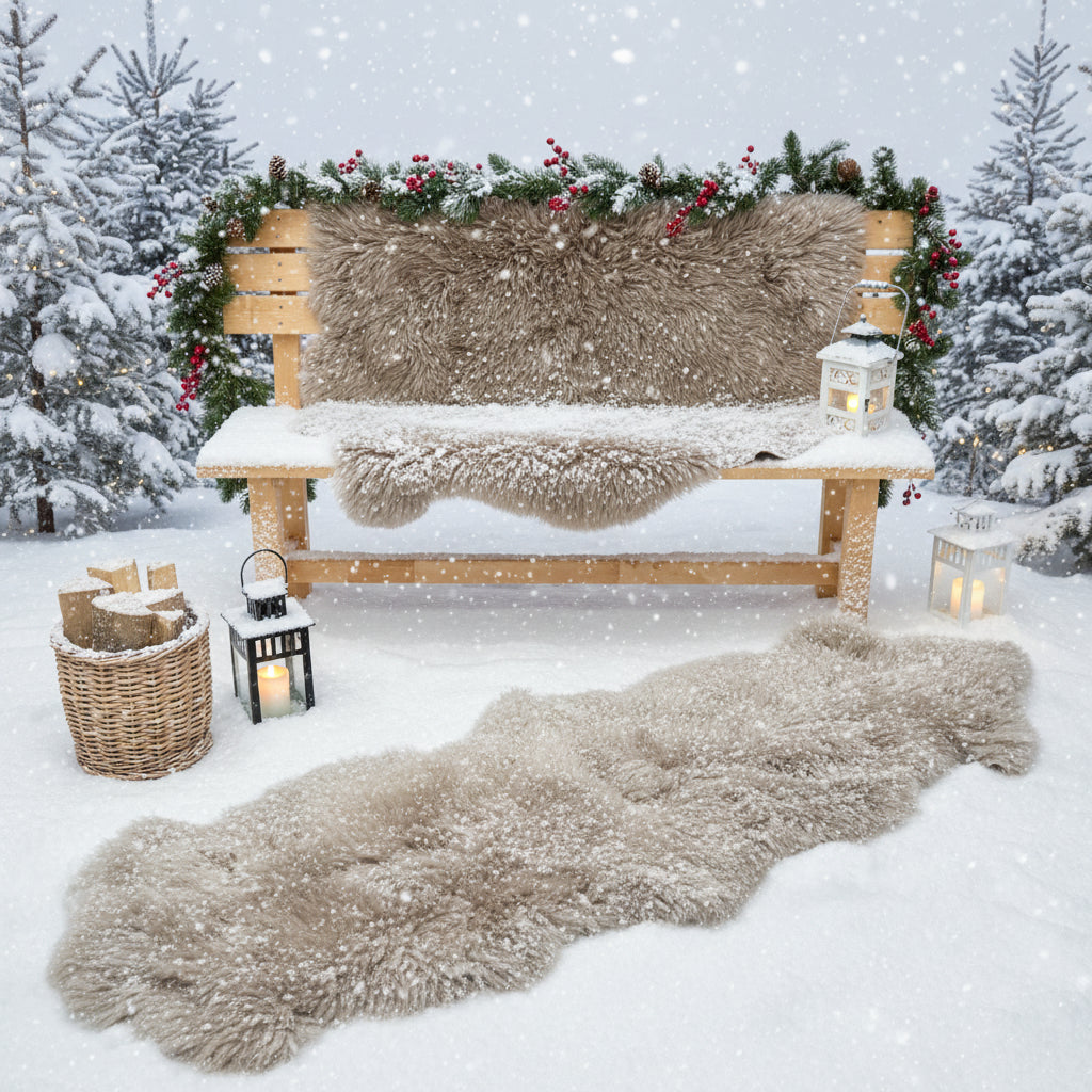 Schaffell Läufer 200c60cm Greige