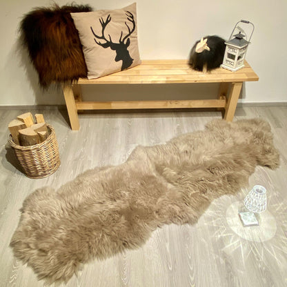 Schaffell Teppich | Läufer | Größe: 200x60cm | Farbe: Holland Greige