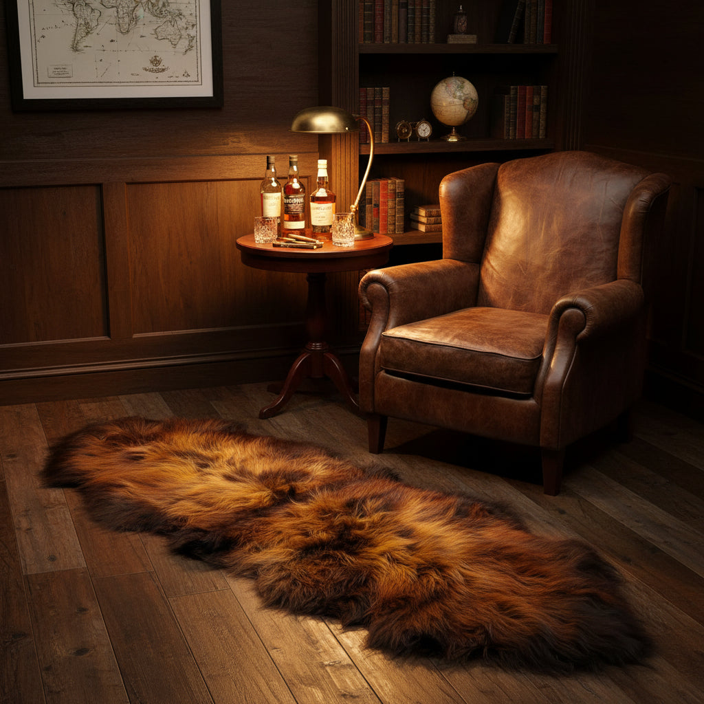 Schaffell Teppich | Läufer | Größe: 200x80cm | Farbe: Schwarzes Feuer