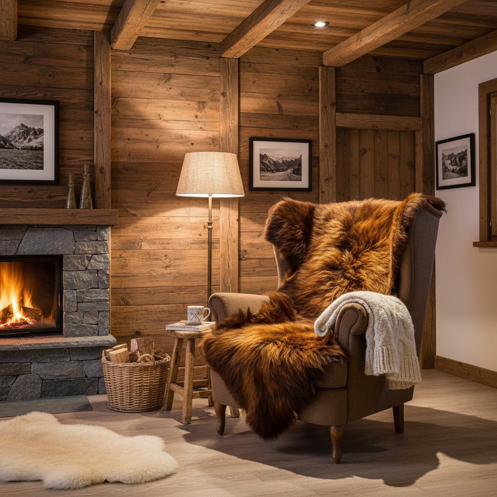 Schaffell Teppich | Läufer | Größe: 200x80cm | Farbe: Schwarzes Feuer