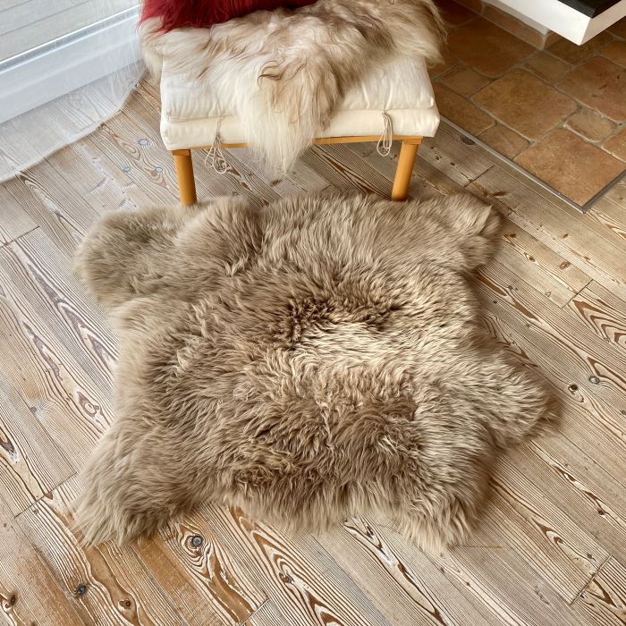 Schaffell Teppich | 2er Quer | Größe: 110x110cm | Farbe: Holland Greige