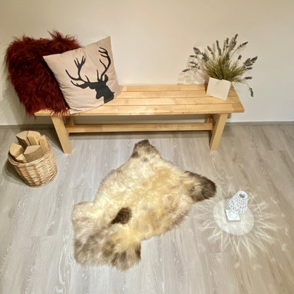 Schaffell weiß beige braun gefleckt