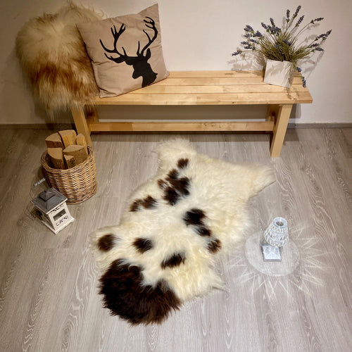 Schaffell Einzelstück XXL weiß braun gefleckt