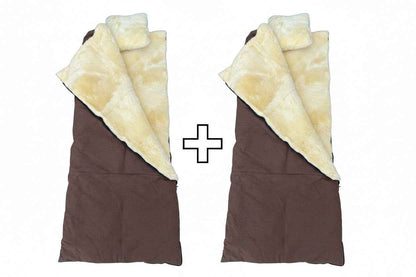 Schaffell Doppel-Schlafsack und Decke mit Baumwollstoff bezogen