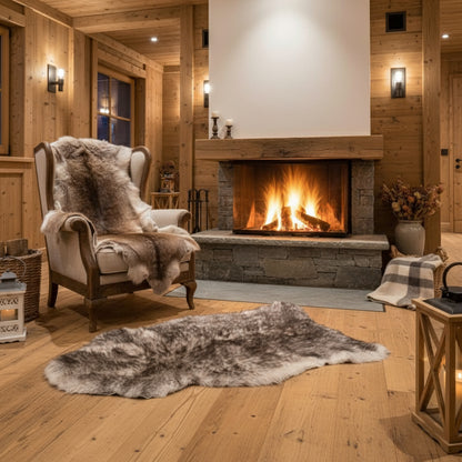 Schaffell weiß mit schwarzen Spitzen