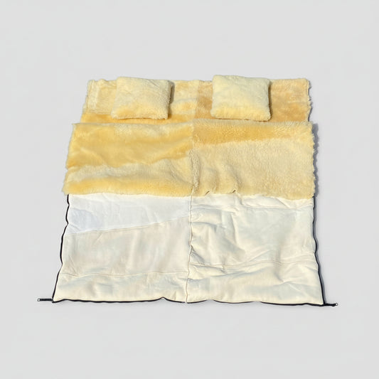Schaffell Doppelschlafsack 200x160cm mit 2 Kissen