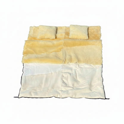 Schaffell Doppelschlafsack | 200x160cm | Mit 2 Kissen
