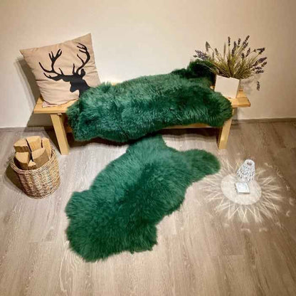 Schaffell Dunkelgrün | Läng: 100-120cm - FellHaus