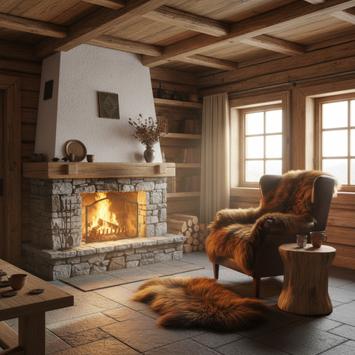 Island Schaffell Schwarz Goldbraun 