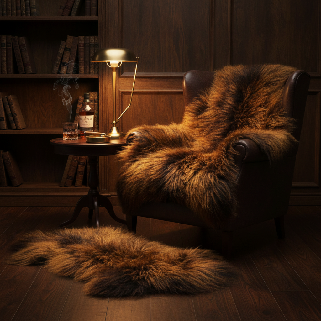 Island Schaffell schwarz goldbraun