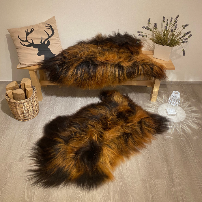 Island Schaffell schwarz goldbraun