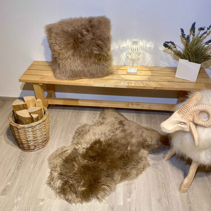 Schaffell Kissen Taupe  | Größe: 45x45cm