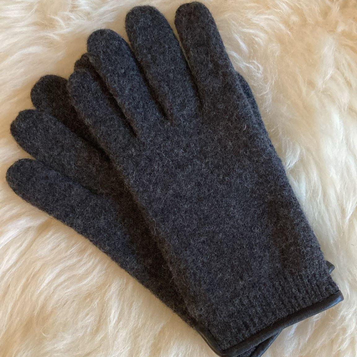 Handschuh Schurwolle gewalkt |  Anthrazit und Hellgrau